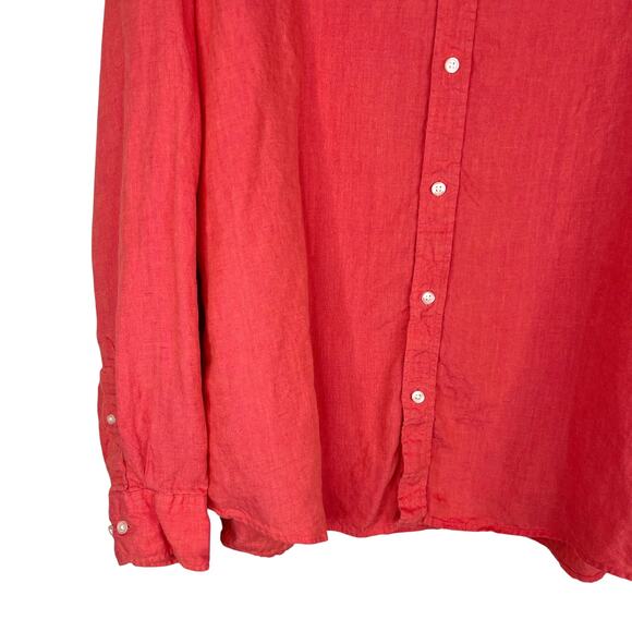 Charles Tyrwhitt Linen Button Down Shirt Slim Fit XXL Coral - Picture 4 of 13